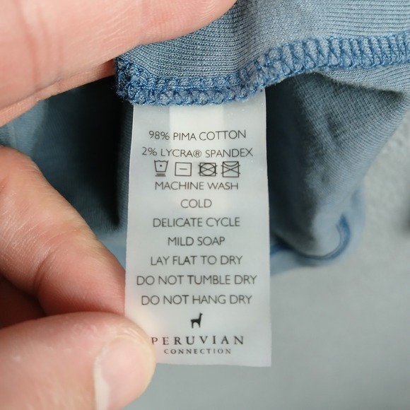 Peruvian Connection Tunic Top Womens Small Gray Pima Cotton Stretch V Neck - Picture 4 of 8